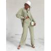 imageFloerns Womens 2 Piece Outfits Slit Hem Longline Blouse and Wide Leg Pants SetGreen Argyle