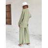 imageFloerns Womens 2 Piece Outfits Slit Hem Longline Blouse and Wide Leg Pants SetGreen Argyle