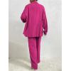 imageFloerns Womens 2 Piece Outfits Slit Hem Longline Blouse and Wide Leg Pants SetHot Pink