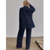 imageFloerns Womens 2 Piece Outfits Slit Hem Longline Blouse and Wide Leg Pants SetNavy Blue