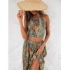 imageFloerns Womens Boho Paisley Print Halter Tied Backless Crop Top and Midi Skirt SetMulticolor