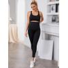 imageFloerns Womens Maternity 2 Piece Outfit Scoop Neck Crop Tank Top Legging SetBlack