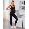 imageFloerns Womens Maternity 2 Piece Outfit Scoop Neck Crop Tank Top Legging SetBlack