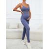 imageFloerns Womens Maternity 2 Piece Outfit Scoop Neck Crop Tank Top Legging SetDusty Blue