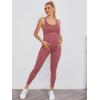 imageFloerns Womens Maternity 2 Piece Outfit Scoop Neck Crop Tank Top Legging SetDusty Pink