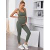 imageFloerns Womens Maternity 2 Piece Outfit Scoop Neck Crop Tank Top Legging SetGreen