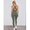 imageFloerns Womens Maternity 2 Piece Outfit Scoop Neck Crop Tank Top Legging SetGreen