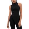 imageFloerns Womens Mock Neck Slit Hem Tank Top and Pants Set Two Piece OutfitBlack