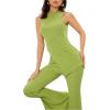 imageFloerns Womens Mock Neck Slit Hem Tank Top and Pants Set Two Piece OutfitLime Green
