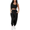 imageFloerns Womens Solid Drawstring Waist Jogger Set Crop Tank Top Two Piece OutfitBlack