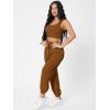 imageFloerns Womens Solid Drawstring Waist Jogger Set Crop Tank Top Two Piece OutfitBrown