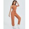 imageFloerns Womens Solid Drawstring Waist Jogger Set Crop Tank Top Two Piece OutfitCoral Orange