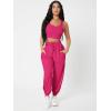 imageFloerns Womens Solid Drawstring Waist Jogger Set Crop Tank Top Two Piece OutfitHot Pink