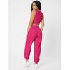 imageFloerns Womens Solid Drawstring Waist Jogger Set Crop Tank Top Two Piece OutfitHot Pink