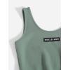imageFloerns Womens Solid Drawstring Waist Jogger Set Crop Tank Top Two Piece OutfitMint Green