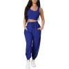 imageFloerns Womens Solid Drawstring Waist Jogger Set Crop Tank Top Two Piece OutfitRoyal Blue