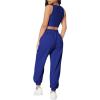 imageFloerns Womens Solid Drawstring Waist Jogger Set Crop Tank Top Two Piece OutfitRoyal Blue