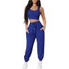 imageFloerns Womens Solid Drawstring Waist Jogger Set Crop Tank Top Two Piece OutfitRoyal Blue