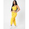 imageFloerns Womens Solid Drawstring Waist Jogger Set Crop Tank Top Two Piece OutfitYellow