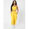 imageFloerns Womens Solid Drawstring Waist Jogger Set Crop Tank Top Two Piece OutfitYellow
