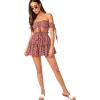 imageFloerns Womens Two Piece Outfit Floral Off Shoulder Drawstring Crop Top and Skirt SetA Red Floral