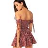 imageFloerns Womens Two Piece Outfit Floral Off Shoulder Drawstring Crop Top and Skirt SetA Red Floral