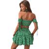 imageFloerns Womens Two Piece Outfit Floral Off Shoulder Drawstring Crop Top and Skirt SetFloral Green