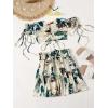 imageFloerns Womens Two Piece Outfit Floral Off Shoulder Drawstring Crop Top and Skirt SetGreen Multi