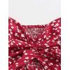 imageFloerns Womens Two Piece Outfit Floral Off Shoulder Drawstring Crop Top and Skirt SetRed Floral