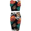 imageFloerns Womens 2 Piece Outfit Tropical Print Scoop Neck Tank Top Pencil Skirt SetBlack