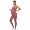imageFloerns Womens Maternity 2 Piece Outfit Scoop Neck Crop Tank Top Legging SetDusty Pink