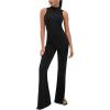 imageFloerns Womens Mock Neck Slit Hem Tank Top and Pants Set Two Piece OutfitBlack