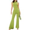 imageFloerns Womens Mock Neck Slit Hem Tank Top and Pants Set Two Piece OutfitLime Green
