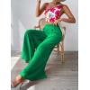 imageFloerns Womens One Shoulder Crop Top Wide Leg Long Pants Set Two Piece OutfitGreen