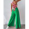 imageFloerns Womens One Shoulder Crop Top Wide Leg Long Pants Set Two Piece OutfitGreen