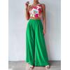 imageFloerns Womens One Shoulder Crop Top Wide Leg Long Pants Set Two Piece OutfitGreen