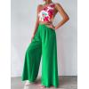 imageFloerns Womens One Shoulder Crop Top Wide Leg Long Pants Set Two Piece OutfitGreen