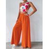 imageFloerns Womens One Shoulder Crop Top Wide Leg Long Pants Set Two Piece OutfitOrange