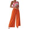 imageFloerns Womens One Shoulder Crop Top Wide Leg Long Pants Set Two Piece OutfitOrange