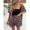 imageFloerns Womens 2 Piece Outfit Floral Print Button Front Shirt with Shorts SetBrown Leopard
