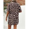 imageFloerns Womens 2 Piece Outfit Floral Print Button Front Shirt with Shorts SetBrown Leopard