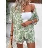 imageFloerns Womens 2 Piece Outfit Floral Print Button Front Shirt with Shorts SetGreen