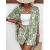 imageFloerns Womens 2 Piece Outfit Floral Print Button Front Shirt with Shorts SetGreen