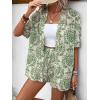 imageFloerns Womens 2 Piece Outfit Floral Print Button Front Shirt with Shorts SetGreen