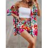 imageFloerns Womens 2 Piece Outfit Floral Print Button Front Shirt with Shorts SetPink Floral