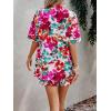 imageFloerns Womens 2 Piece Outfit Floral Print Button Front Shirt with Shorts SetPink Floral