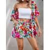 imageFloerns Womens 2 Piece Outfit Floral Print Button Front Shirt with Shorts SetPink Floral