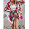 imageFloerns Womens 2 Piece Outfit Floral Print Button Front Shirt with Shorts SetPink Floral