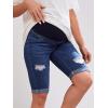 imageFloerns Womens Maternity Colorblock Ripped Roll Up Hem Pregnancy Denim ShortsDark Blue