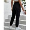 imageFloerns Womens Maternity Drawstring High Waist Solid Ripped SweatpantsBlack